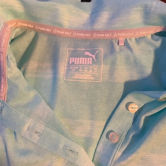 Puma Golf Pounce Blue & White Striped Sleeve Polo Tank Top - Picture 8 of 10